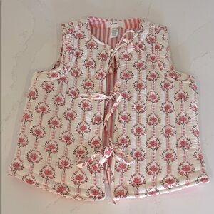 Japna Floral Quilted Vest with Ties Bows Size XS